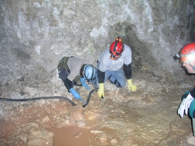 Sharon restoring an area near Red Pool